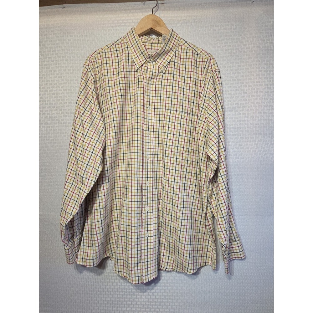 Jacob Miller Shirtmaker Men's XL Button Down Shirt Plaid Yellow Red Black Cotton